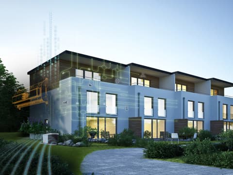 casa exterior con circuito iluminacion